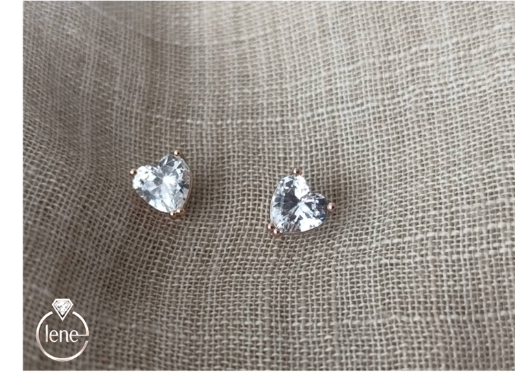 گوشواره میخی ژوپینگ مدل تگ نگین قلبی
