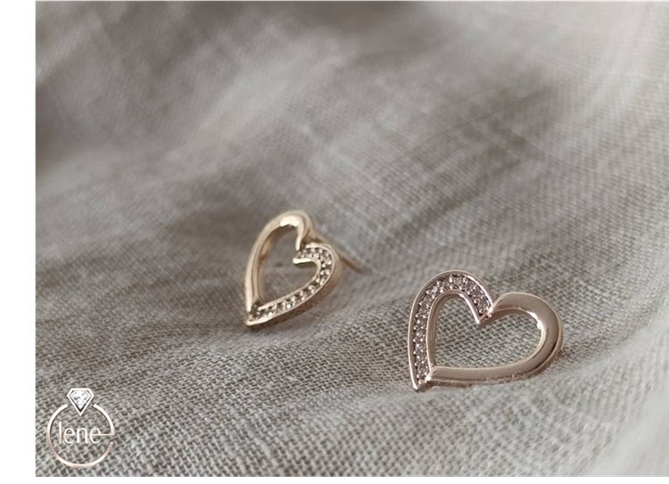 گوشواره میخی ژوپینگ مدل قلب نگین دار