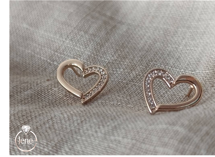گوشواره میخی ژوپینگ مدل قلب نگین دار