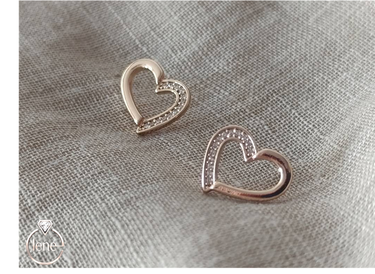 گوشواره میخی ژوپینگ مدل قلب نگین دار